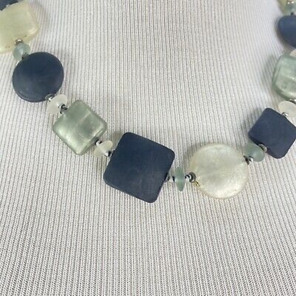 Glass Square Circle Black Statement Necklace Ital… - image 2